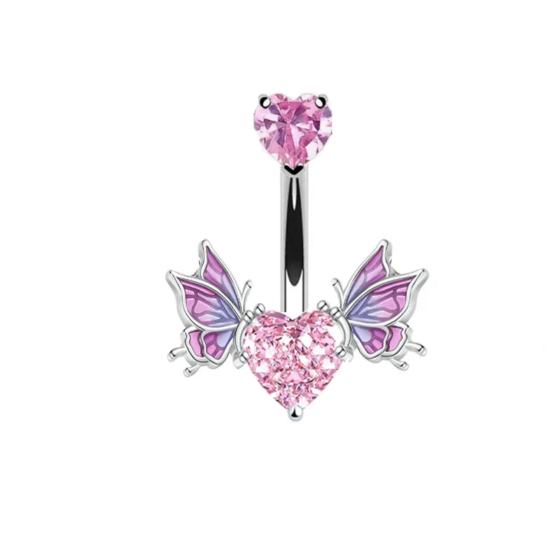cute sexy animal heart shape stainless steel alloy copper asymmetrical plating inlay zircon 14k gold plated 18k gold plated silver plated cartilage earrings belly ring nose ring