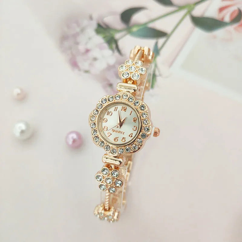 Elegant Flower Single Folding Buckle Quartz Watch Women's Watches