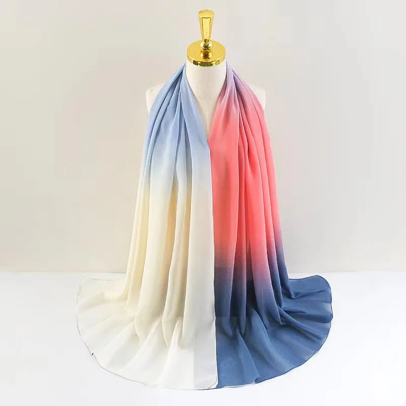 women's casual solid color chiffon printing scarf kerchief