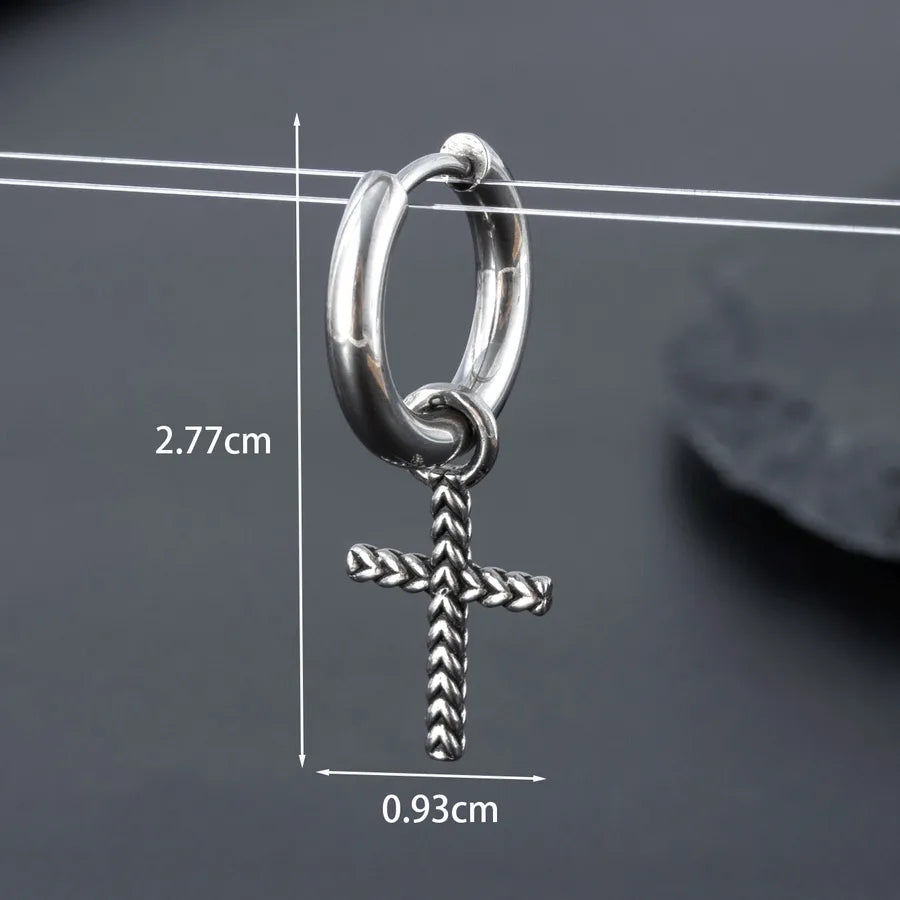1 Piece Hip-Hop Punk Cross 316 Stainless Steel  Drop Earrings