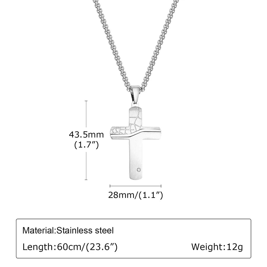 Wholesale Jewelry Religion Cross 304 Stainless Steel Zircon Pendant Necklace