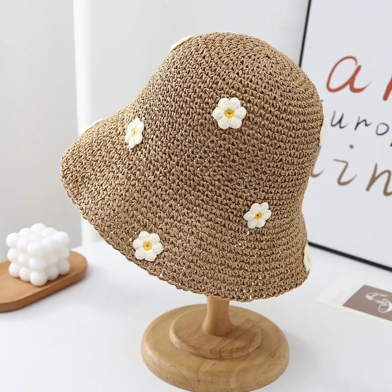 women's lady flower big eaves bucket hat