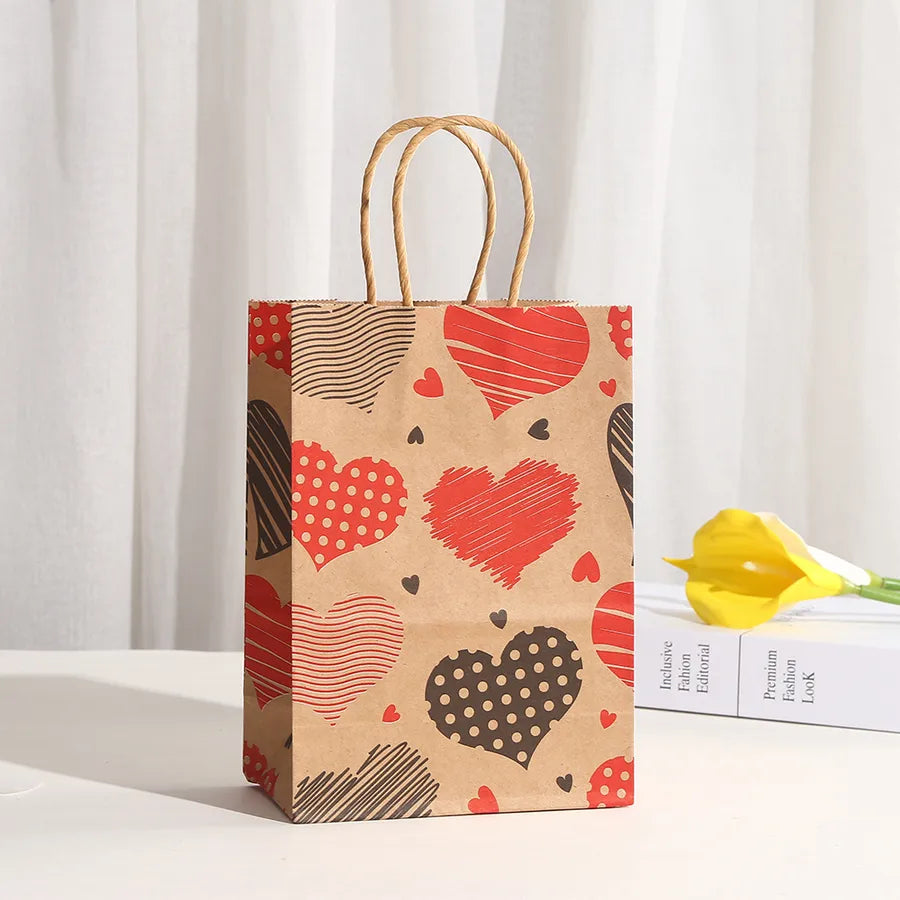 valentine's day casual cartoon brown paper party gift bags