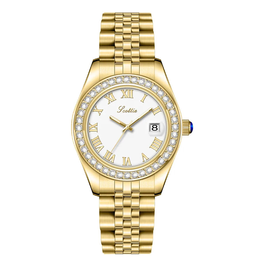 Retro Classic Style Solid Color Butterfly Double Snap Quartz Watch Women's Watches
