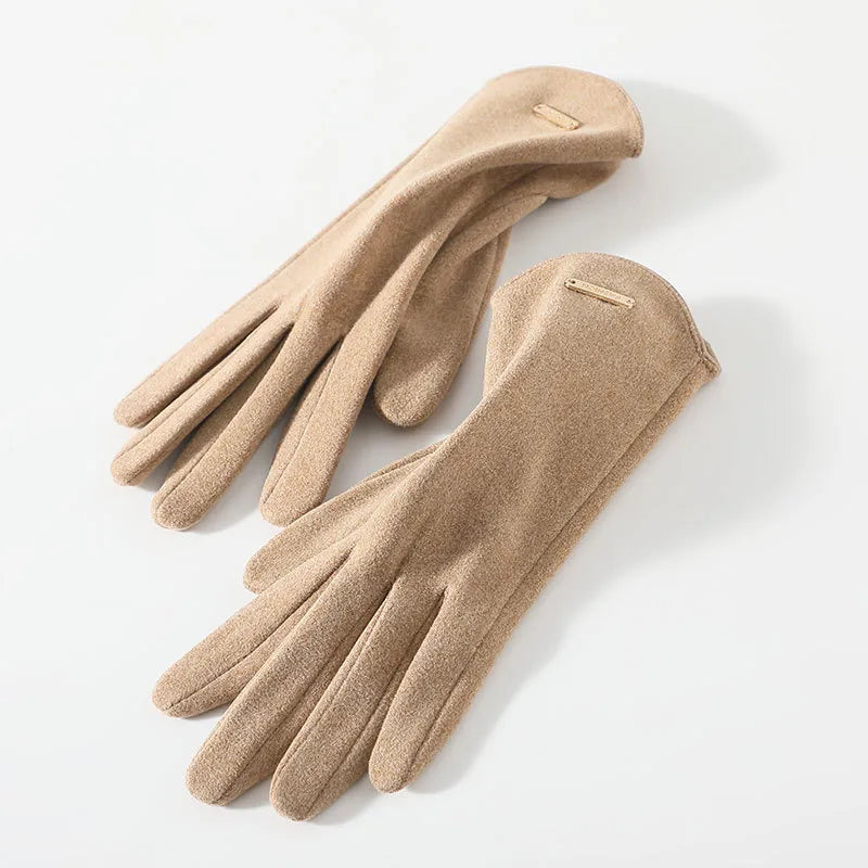 women's fashion solid color velvet polyester gloves 1 pair
