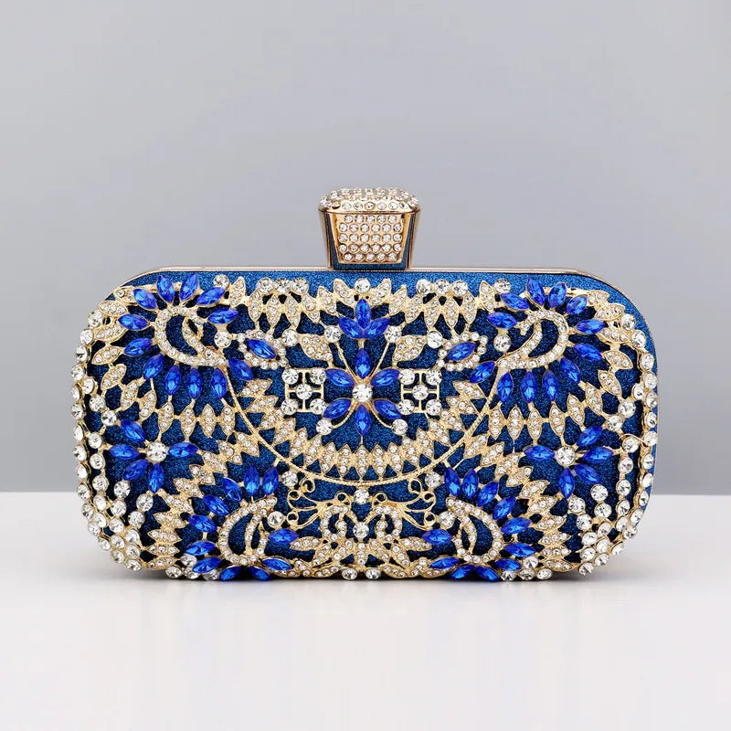 black gold silver metal flower square evening bags