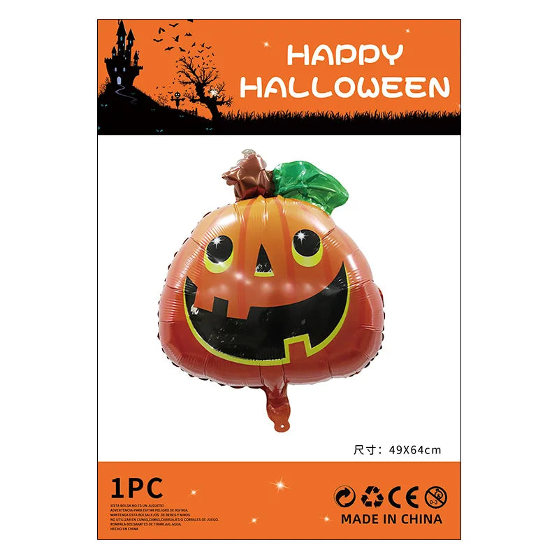 Halloween Decorations Pumpkin Spider Back Card Single Aluminum Foil Balloon Ghost Festival Skull Funny Bar Balloon