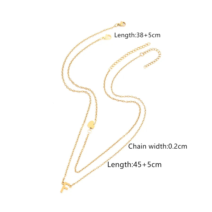 Wholesale Jewelry Elegant Retro Classic Style Letter Heart Shape 201 Stainless Steel 304 Stainless Steel cable chain Pendant Necklace