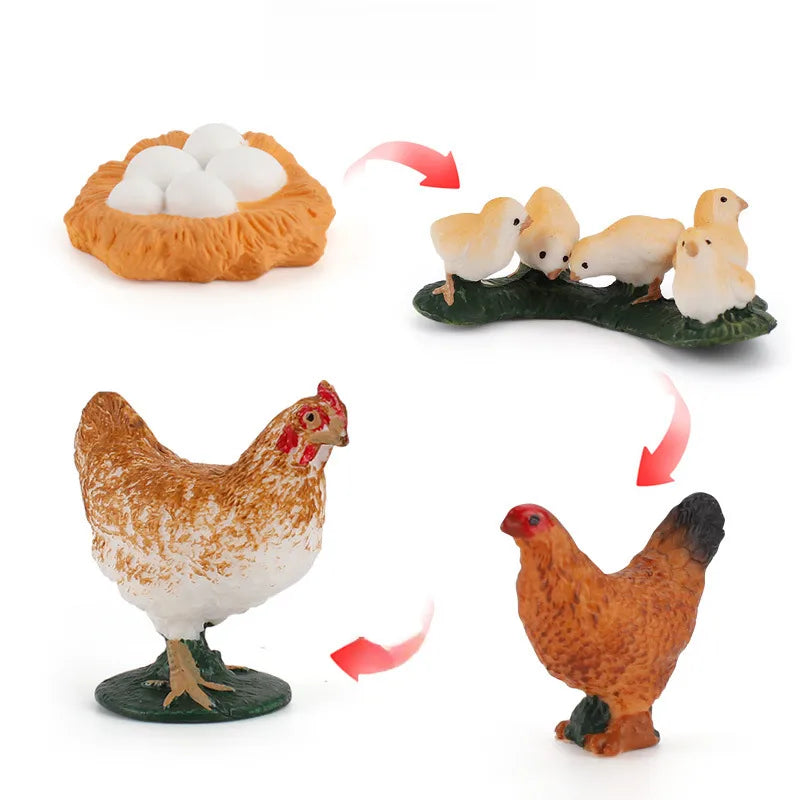 simulation mini farm poultry chicken duck goose cow gold small animal miniature model sand table ornaments wholesale