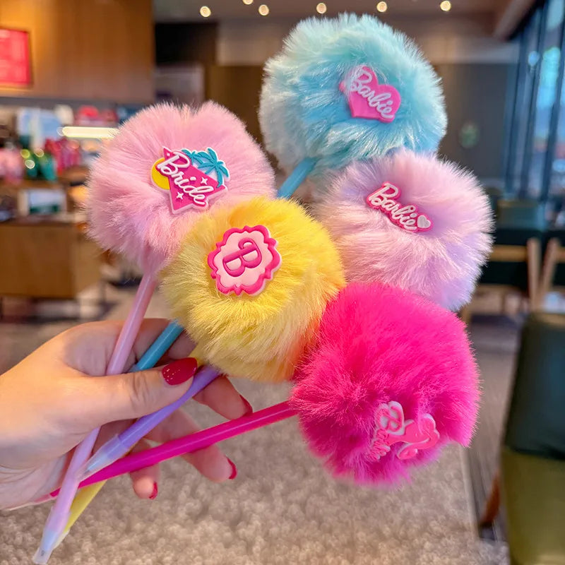 Creative Sweet Girl Heart Hair Ball Ballpoint Pen New Style Ins Dopamine Color Letter  Ins Gift Signature Pen