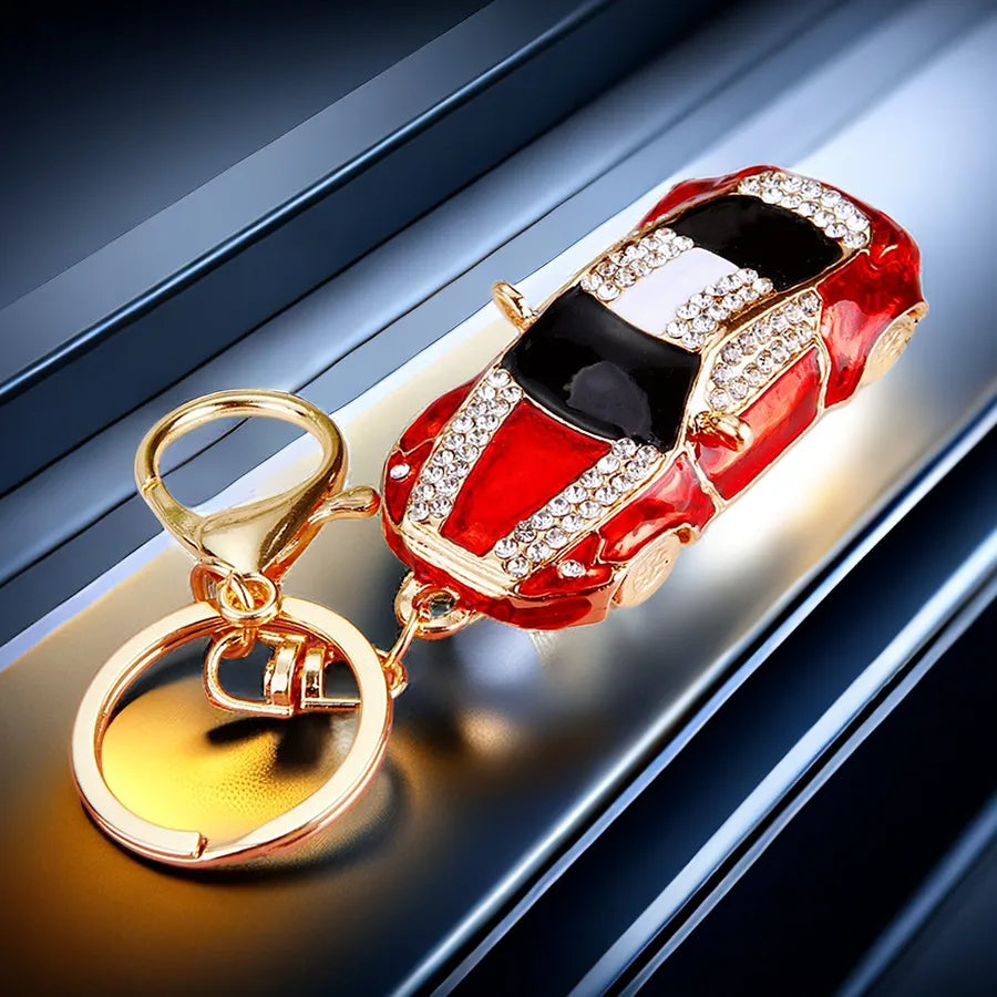 cute car metal diamond women's bag pendant keychain