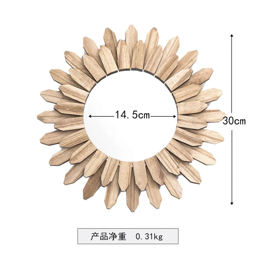 European-style Solid Wood Handmade Decorative Hanging Mirror Homestay Bar Hallway Decorative Hanging Mirror Film and Television Shooting Props Creative Hanging Ornaments