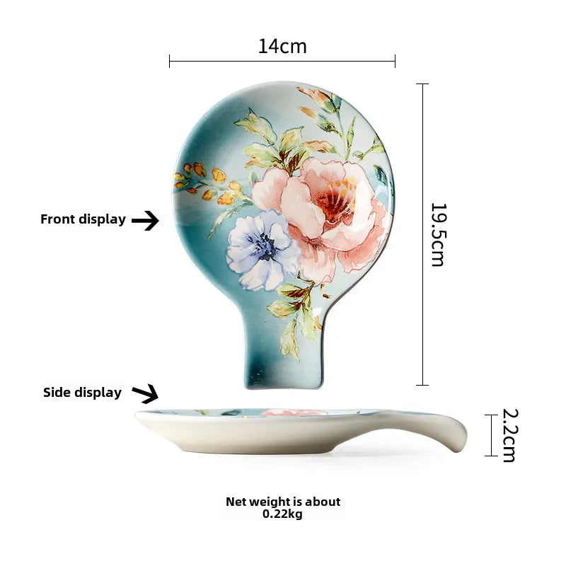 Guest French Dinner Plate Underglaze Color Flat Plate Dim Sum Tray Rectangular Plate Fish Plate Large Soup Plate Household Deep Plate