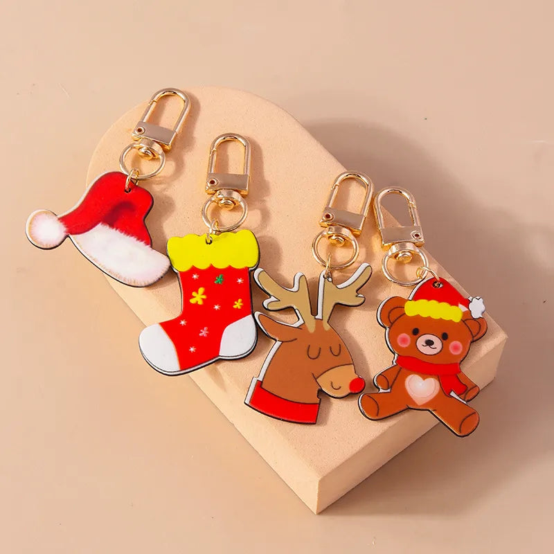 Classic Style Santa Claus Zinc alloy Christmas Keychain