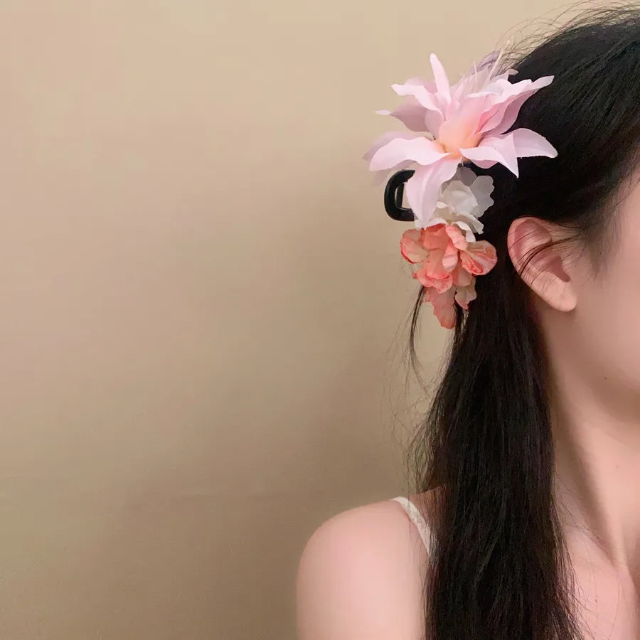 Super Fairy Artificial Flower Butterfly Flower Tassel Grip Female Sweet Style Unique and Exquisite Barrettes Ins All-Match Hair Accessories Fashion