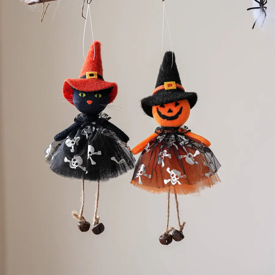 New Halloween Decorations Pumpkin Ghost Witch Doll Hanging Ornament Day Of The Dead Party Scene Costume Props Silk Material
