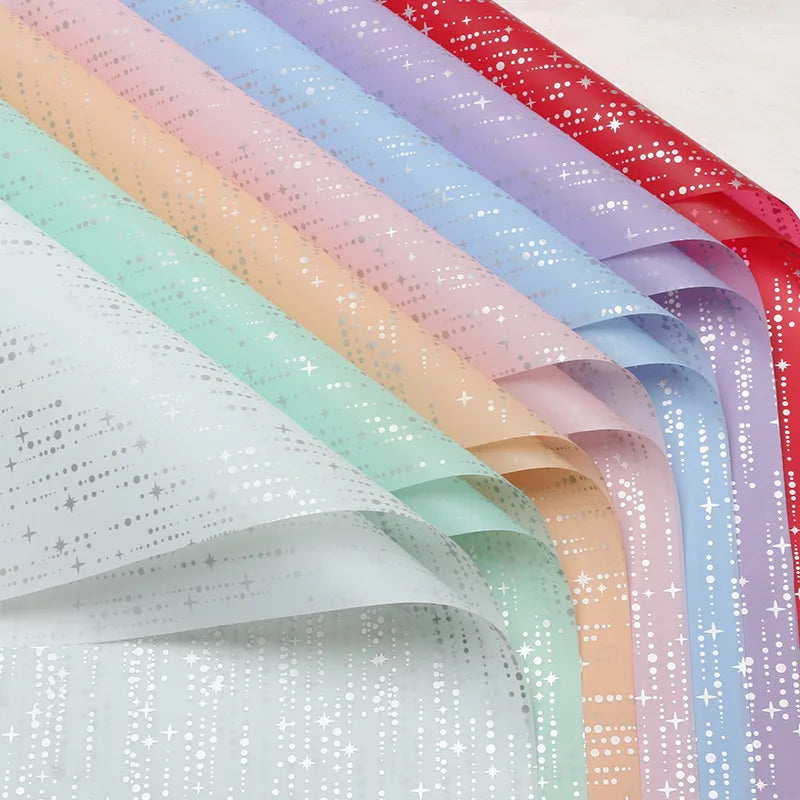 Elegant Romantic Round Dots Star Plastic Daily Date Korean Floral Wrapping Paper Party Supplies Gift Wrapping Supplies 1 Pack of 20 Sheets