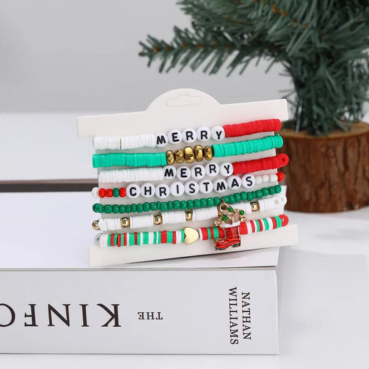 Sweet Letter Heart Shape soft clay Beaded Bracelets Christmas Wholesale