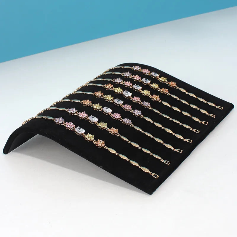 Velvet Bridge-Shape Necklace Board Jewelry Display Stand Bracelet S-Shaped Rack Fashion Accessory Showcase Traditional Style