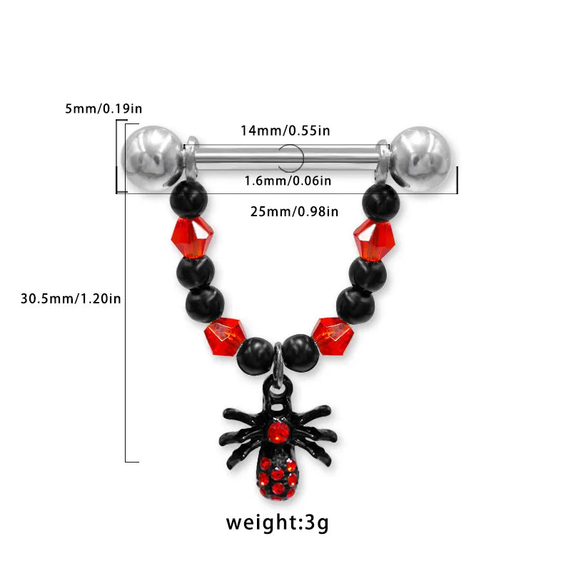 1 Piece Nipple Rings & Studs Hip-Hop Rock Animal Heart Shape 316 Stainless Steel  Alloy Copper Plating Inlay Rhinestones Zircon Black Plated