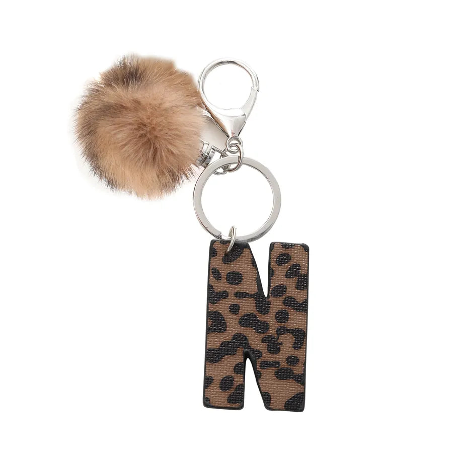 retro leopard pu leather bag pendant keychain