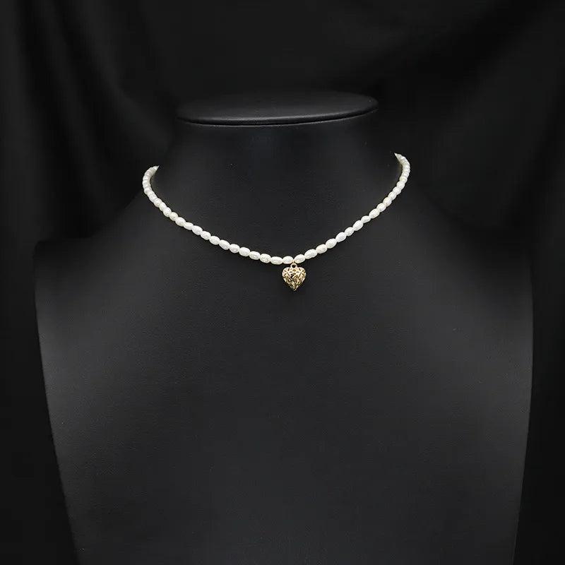 original design heart shape flower freshwater pearl plating 18k gold plated necklace
