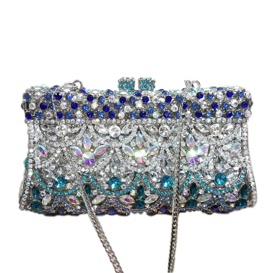 Rhinestone Metal Geometric Square Evening Bags