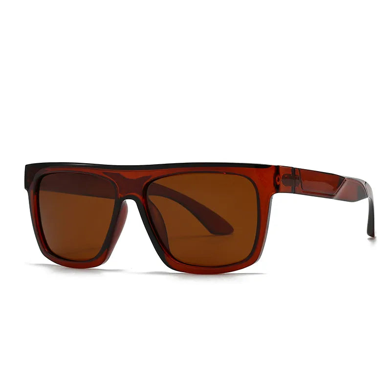 Casual Modern Style Solid Color PC Polarized Light Tinted Lenses Square Full Frame Men's Sunglasses