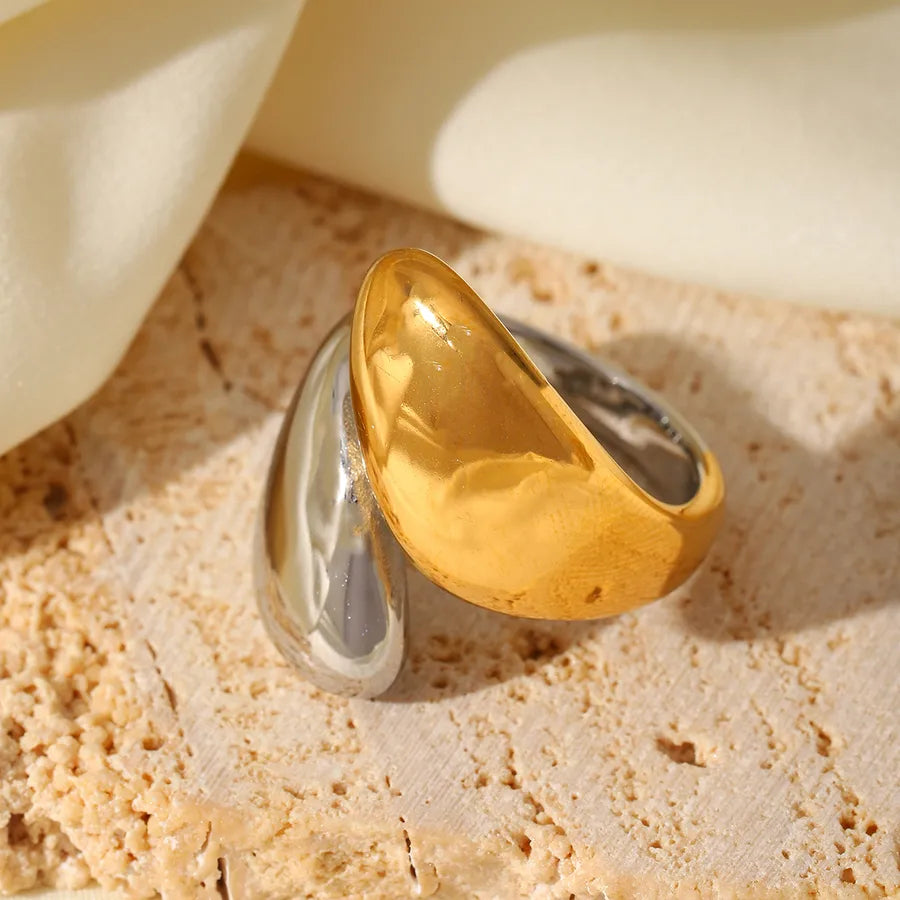 Wholesale Jewelry Simple Style Artistic Irregular Geometric 304 Stainless Steel 18K Gold Plated Plating Open Rings