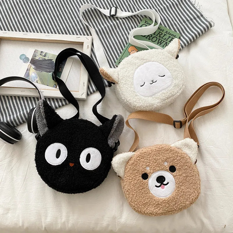women's small winter plush cute shoulder bag