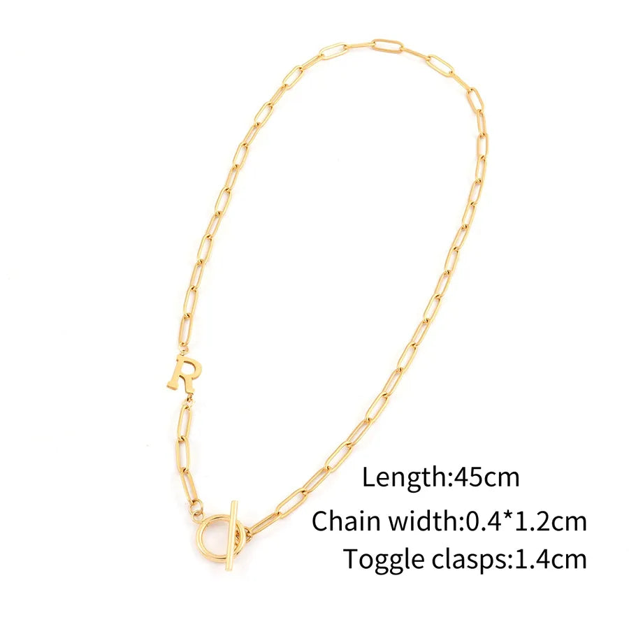 Wholesale Jewelry Elegant Simple Style Classic Style Letter 201 Stainless Steel 304 Stainless Steel Paperclip Chain Pendant Necklace