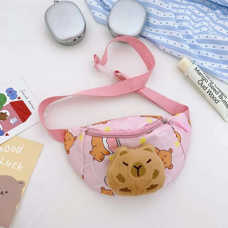 Children's Bags  New Cartoon Cute Doll Animal Print Baby Chest Bag Western Style Little Girl Lightweight Belt Bag