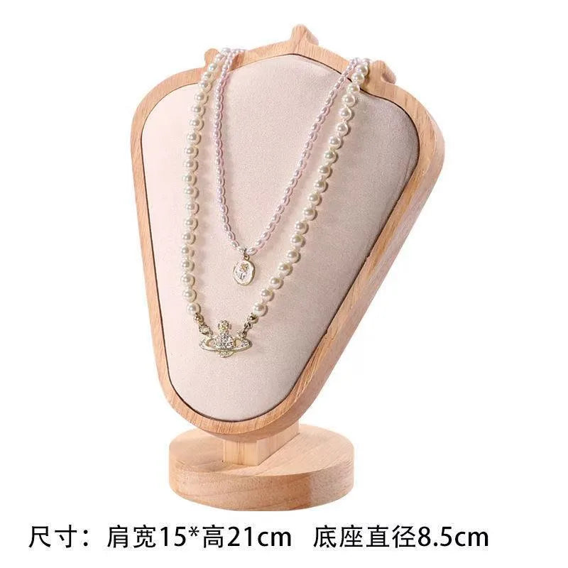 Walnut Texture Necklace Display Stand Mannequin Jewelry Showcase Window Display Props Luxury Wooden Real Material Exhibits