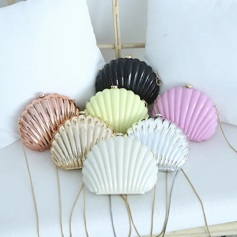 abs solid color shell evening bags
