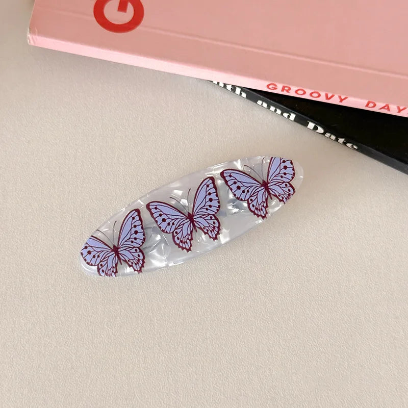 Cute Lady Women's Heart Shape Butterfly Bow Knot Resin Hair Clip
