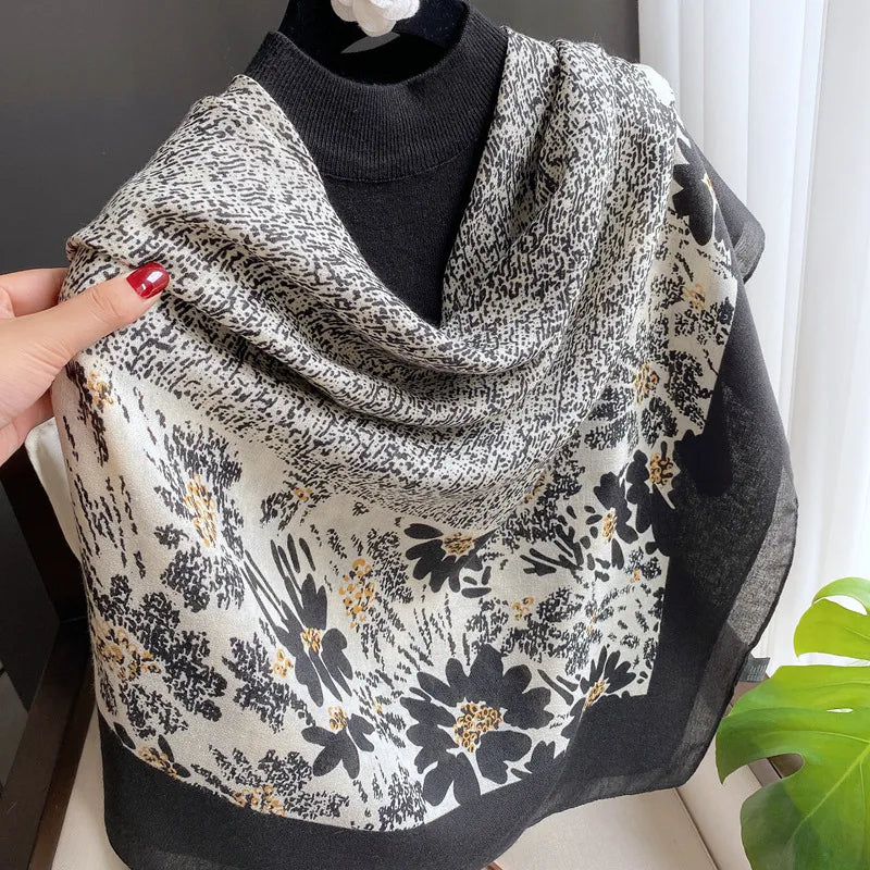women's retro ethnic style printing polyester printing scarf