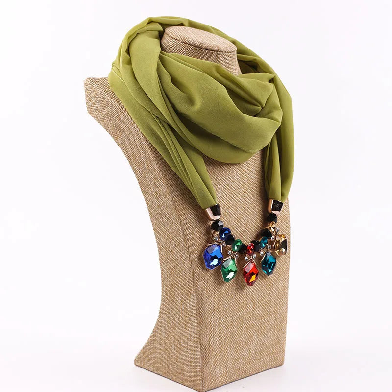 women's elegant solid color chiffon tassel scarf