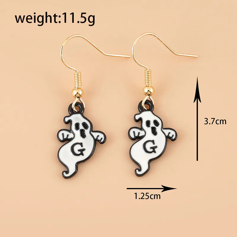 Halloween Skeleton Head Funny Individuality Ghost Pendants Card Earrings Dark Ghost Drop Oil Electrolysis Alloy Unisex Earrings
