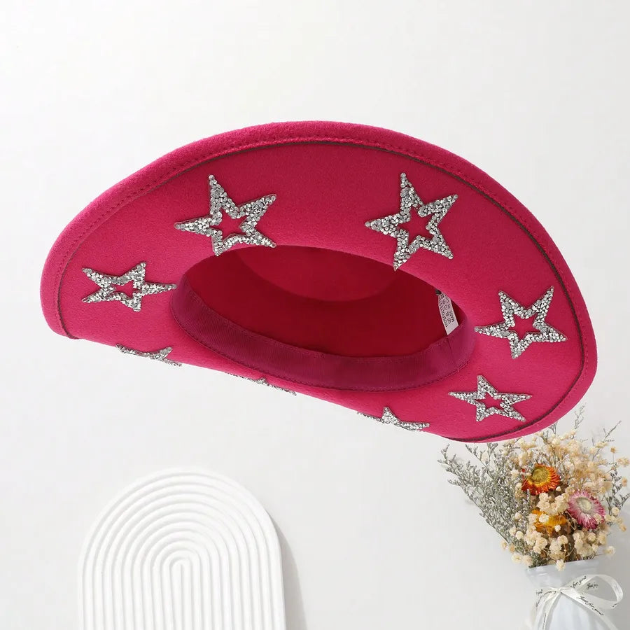 Women's Elegant Retro Star Big Eaves Fedora hat