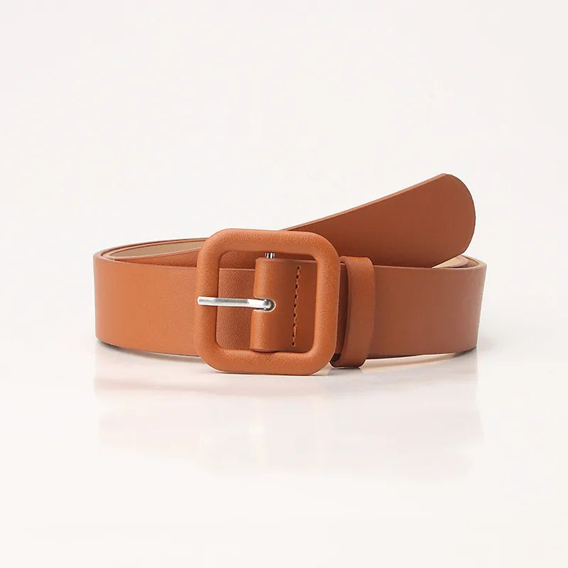 Elegant Simple Style Solid Color Pu Leather Women's Leather Belts