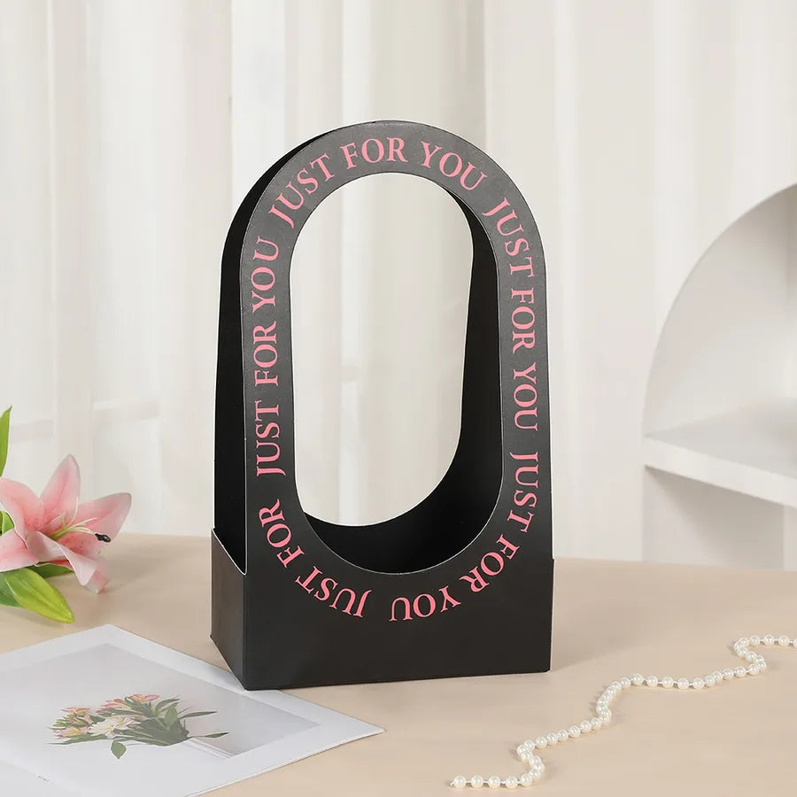 Foldable Handheld Paper Flower Basket Hollow Out Design Valentine's Day Bouquet Box Ins Style Birthday Gift Packaging Box