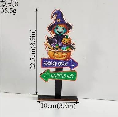 Wooden Halloween Decorations Ghost Festival Props Pumpkin Sprite Letter Wooden Ornaments Ghost Wooden Display Stand