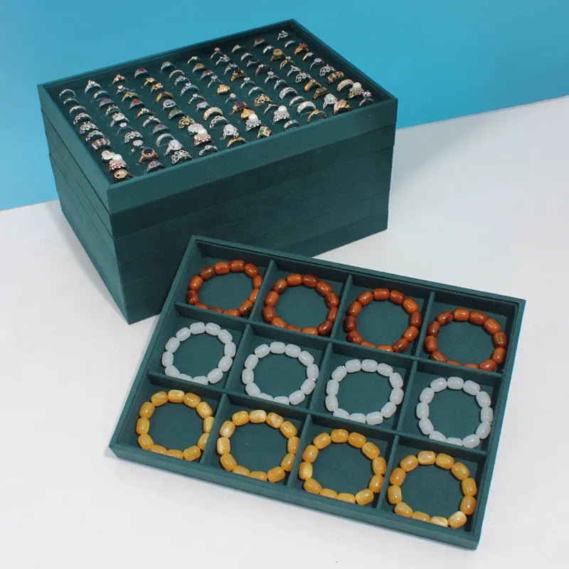 Dark Green Jewelry Necklace Box Ring Bracelet Jade Storage Box Bangle Pendant Display Props Earring Jewelry Tray