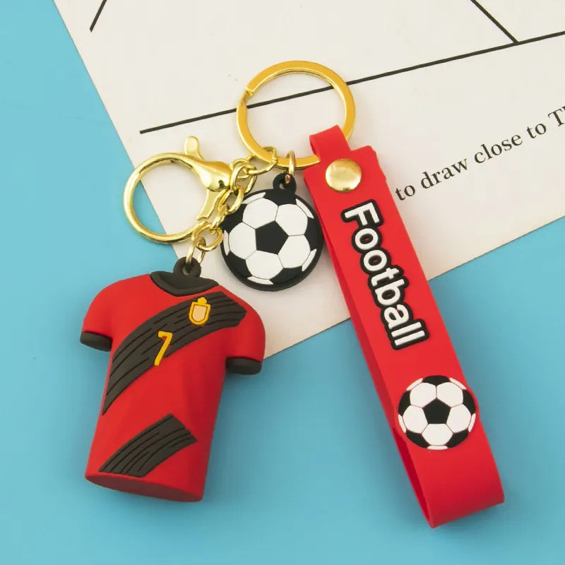 fashion letter football pvc unisex bag pendant keychain 1 piece