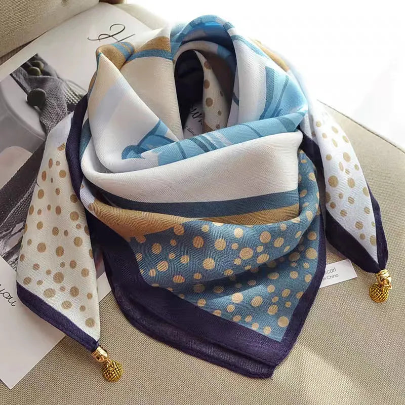 Women's Simple Style Color Block cotton and linen Silk Scarf