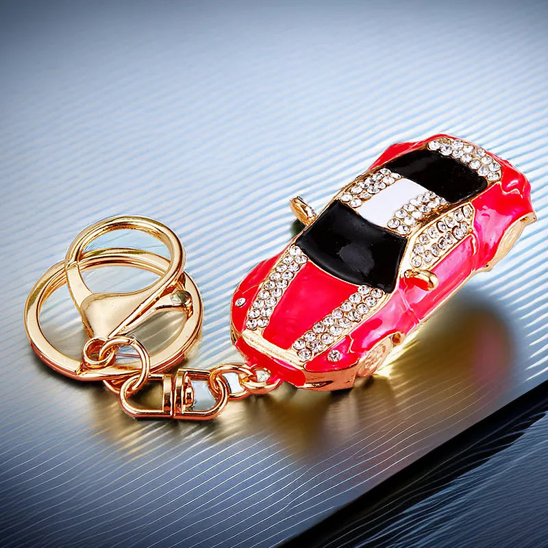 cute car metal diamond women's bag pendant keychain