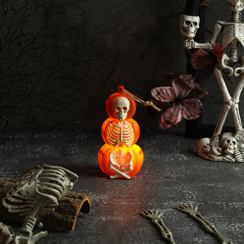 New Halloween Pumpkin Lantern Decoration Skeleton Frame Party Atmosphere Scene Props Festival Decorations Plastic Material