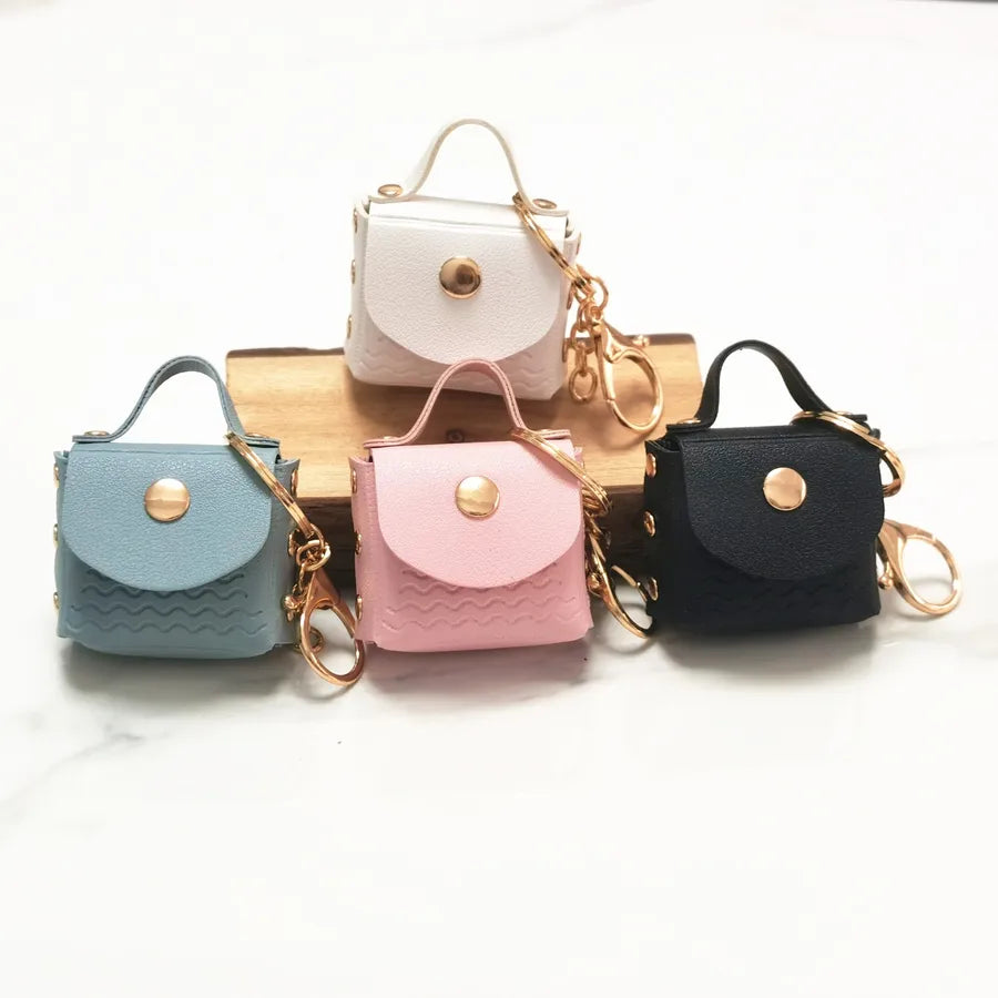 Simple Style Solid Color Pu Leather Women's Keychain