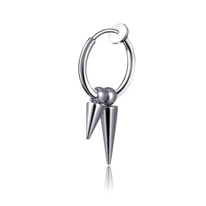 fashion stainless steel tassel single point cone earrings single
