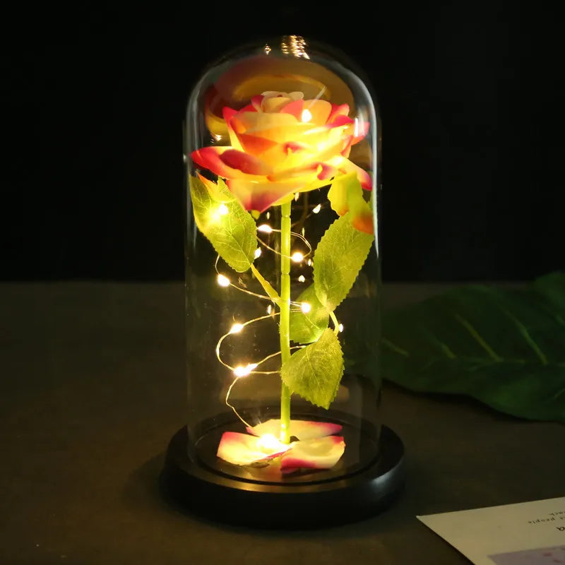 Romantic Rose Plastic Wood Glass Artificial flowers